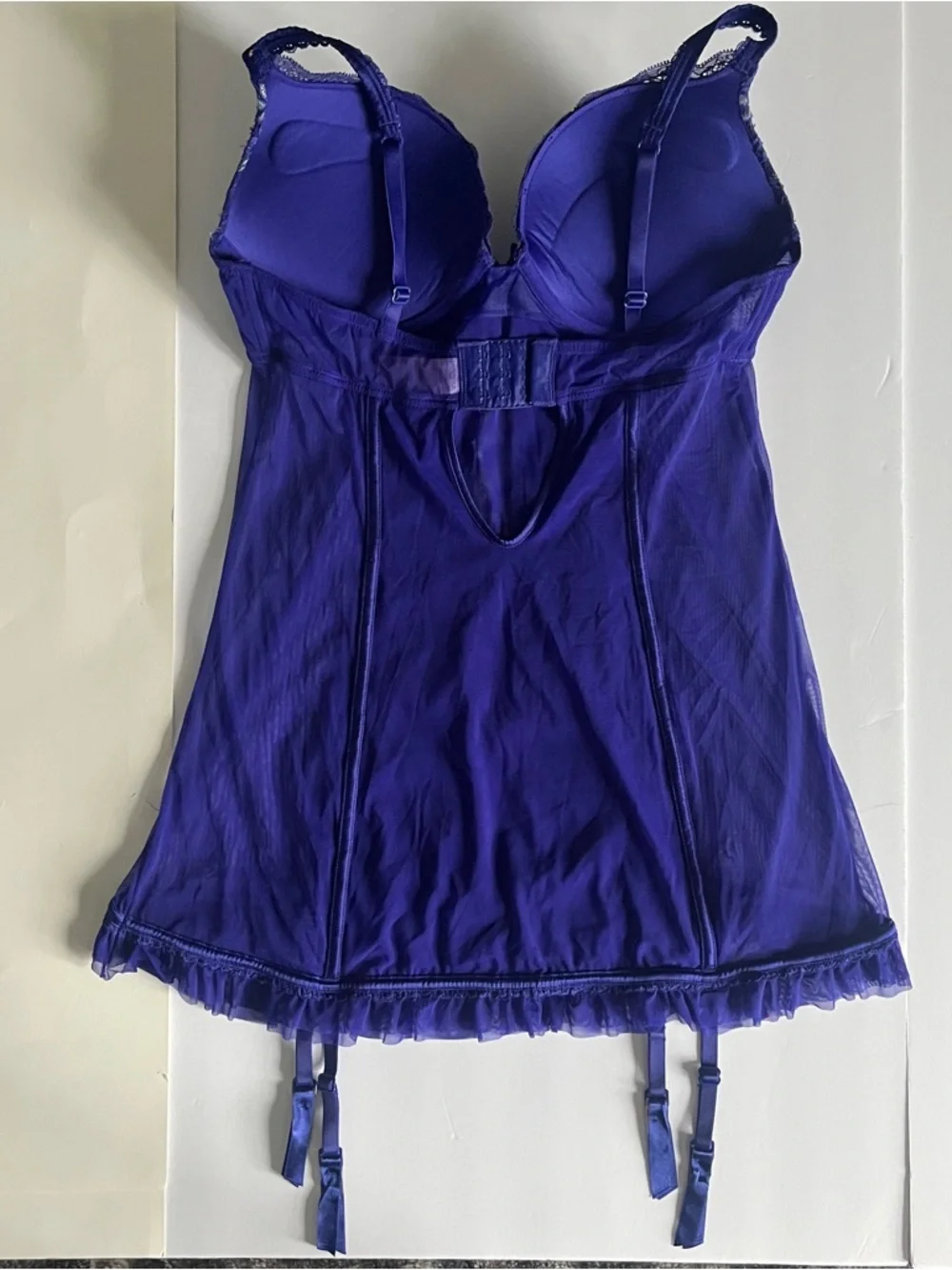 La SENZA Black Strappy Teddy / Blue Chemise / Black Lace Corset Size Medium Lot - Picture 9 of 16